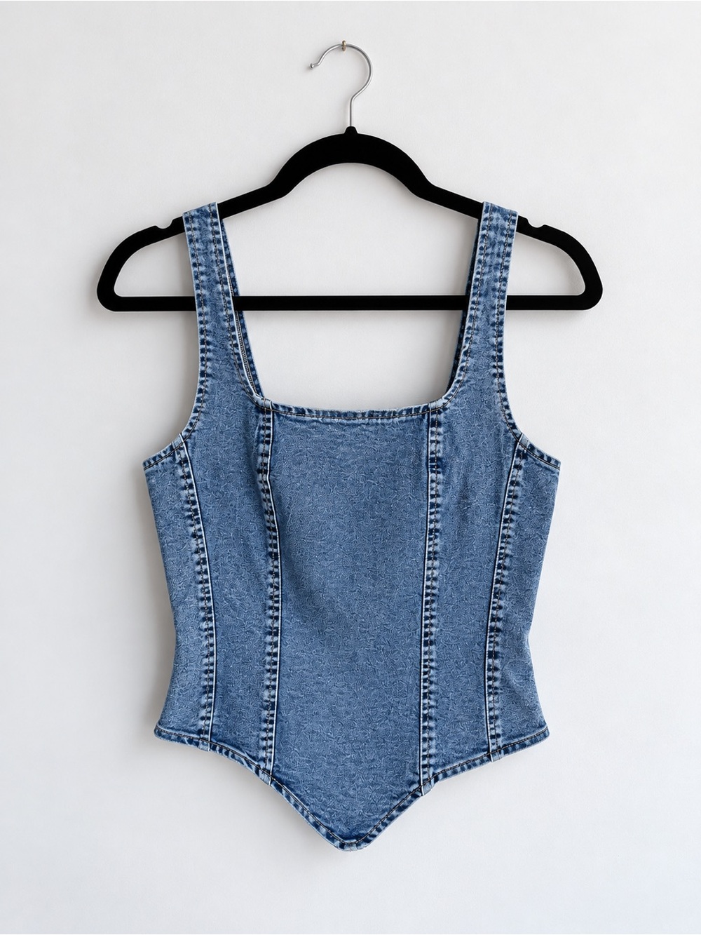 Blue Wash Stretch Denim Corset Tank Top | Size M | Y2K